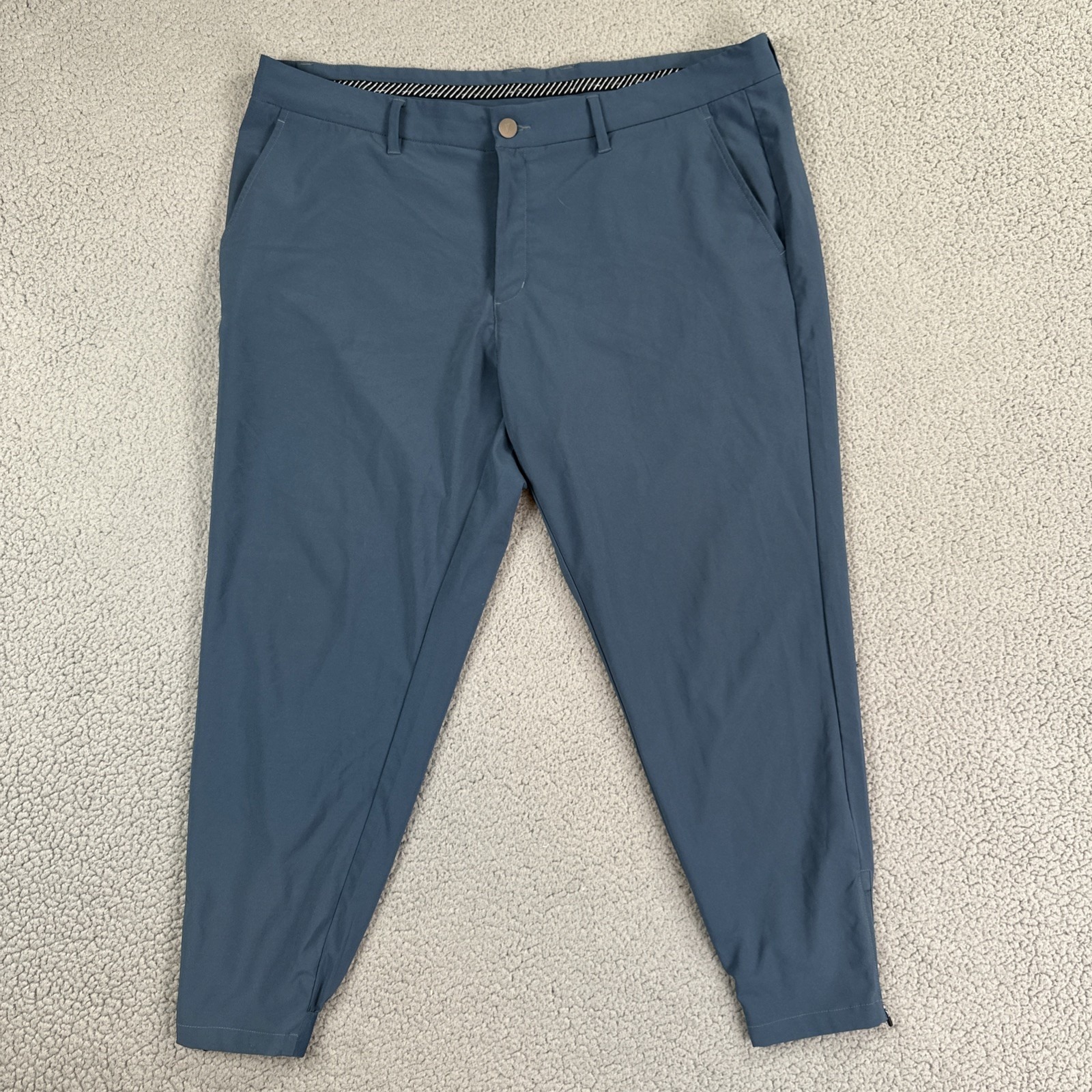 Primo Golf Pants Men 40 Short Blue Jogger Performance Tapered Stretch Ankle Zip